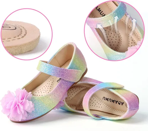 Miniatura 3 de ADAMUMU Toddler Dress Shoes Flower Girl Shoes for Weeding Cute Toddler Mary Jane Shoes Lace Flore Ballet Flat for Walking, Jumping