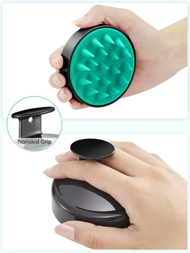 Miniatura 11 de HEETA Masajeador de cuero cabelludo para el crecimiento del cabello, cepillo de champú exfoliante de cuero cabelludo de silicona suave para Rojo