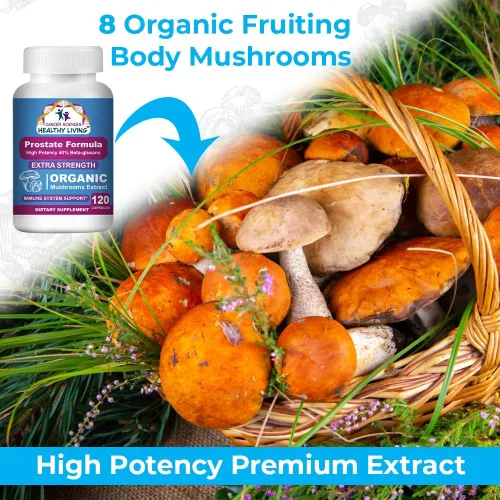 Miniatura 5 de Suplementos de bienestar prostático Cancer Sciences para hombres, extracto de hongos orgánicos certificados por USDA, extra fuerte 1,500 mg, alta