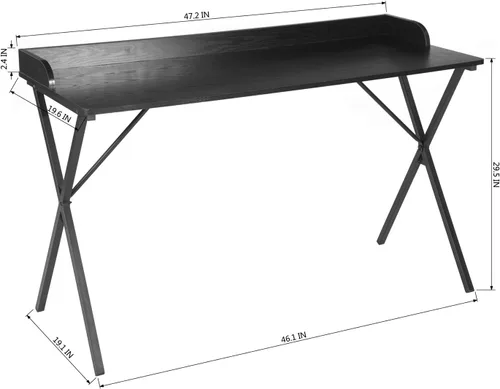 Miniatura 3 de FurnitureR Escritorio de oficina en casa con deflector, escritorio de estudio de computadora de 47.2 pulgadas con patas de metal en forma de X, mesa