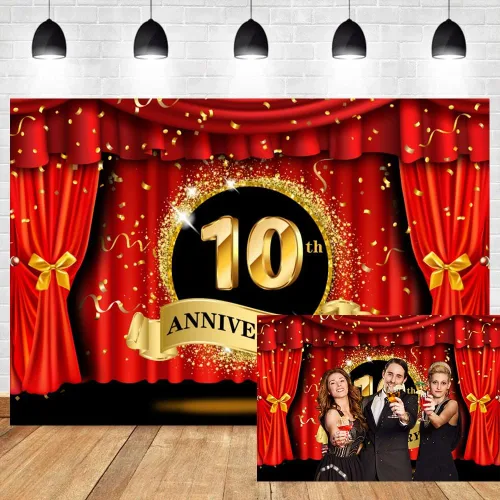 Telón de fondo de lujo de 5 x 3 pies, cortina roja con purpurina con puntos dorados, fotografía de fondo, pareja, matrimonio, boda, aniversario,
