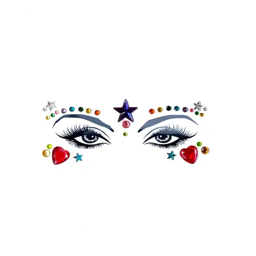 Miniatura 19 de Neva Nude Tatuaje facial de mariposa con purpurina morada con joyas de cristal brillante, adhesivo de grado médico, impermeable y resistente al