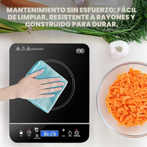 Miniatura 7 de OMEO Placa de cocción portátil de doble inducción con 2 quemadores, control táctil, cocina de inducción de 110 V con bloqueo de seguridad, pausa