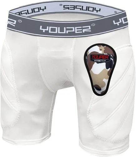 Miniatura 7 de Youper Pantalones cortos deslizantes acolchados para niños con copa atlética protectora suave para béisbol, fútbol americano, lacrosse