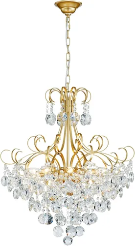 Miniatura 19 de ANJIADENGSHI Mini Candelabro de Cristal K9 Cristal Dorado para Sala de Estar, Dormitorio, Comedor, Isla de Cocina, Entrada, 5 Bombillas E12, Alto
