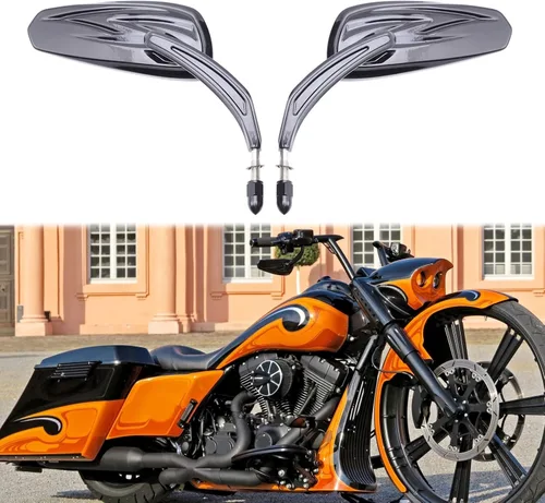 Miniatura 5 de Espejos de motocicleta para Road King, Sportster, Street Glide, Electra Glide, Dyna, Softail, Road Glide, 1982-2019 (Negro#2)