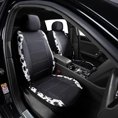 Miniatura 2 de Flying Banner - Fundas de asiento de automóvil para asiento delantero y trasero, piel sintética, a prueba de agua, fibra de carbono