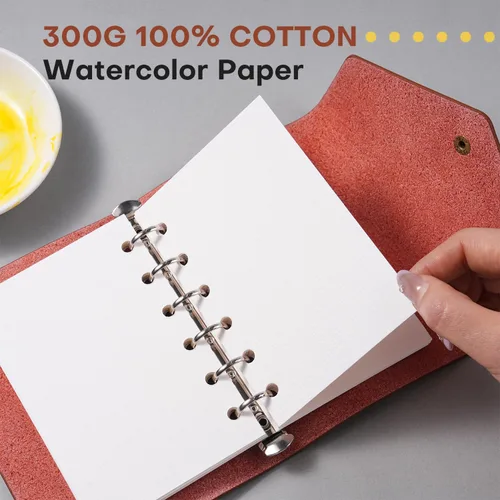 Miniatura 2 de Fuumuui Cuaderno de bocetos de acuarela de tamaño de bolsillo, 100% algodón, diario de acuarela sin ácidos, papel de prensa fría de 140 libras, 20