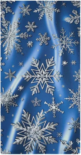 Miniatura 7 de Pfrewn Juego de 2 toallas de mano de copos de nieve azules de invierno, juego de 2 toallas de baño de nieve con purpurina brillante de zafiro de 16