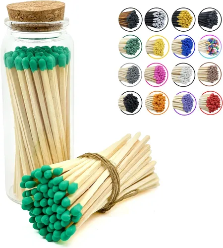 Miniatura 23 de Chandler Studio Fósforos en un frasco Más de 60 cerillas Fósforos decorativos con almohadilla de encendido Encendedor de velas largo