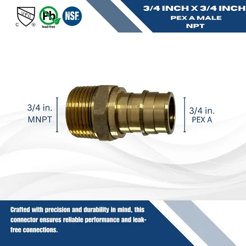 Miniatura 4 de 2 piezas XFITTING 3/4" Pex A Expansión x 3/4" Macho NPT Adaptador