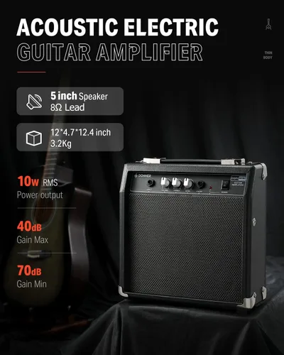 Miniatura 6 de Donner - Kit de guitarra acústica eléctrica de tamaño completo para principiante e intermedio con amplificador, capo, púas, afinador, cuerdas