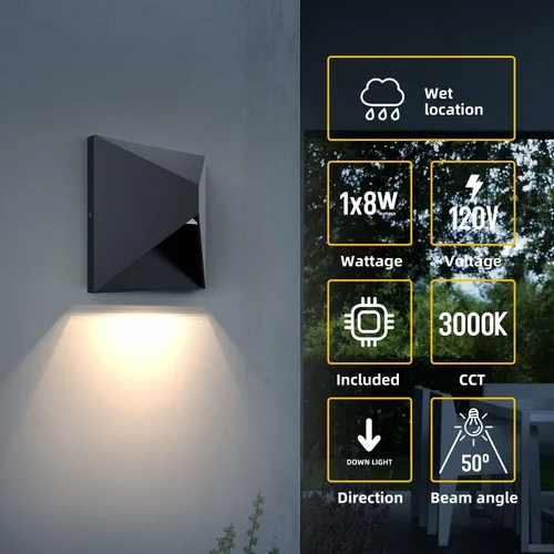 Miniatura 2 de Lámpara de pared para exteriores, lámpara LED moderna de pared de 8 W para exteriores, luces de porche delantero, aplique de pared negro impermeable