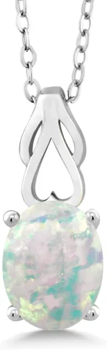 Miniatura 46 de Gem Stone King Collar de plata de ley 925 con piedra natal ovalada de 0.354 x 0.276 in Collar con colgante solitario para mujer Con cadena