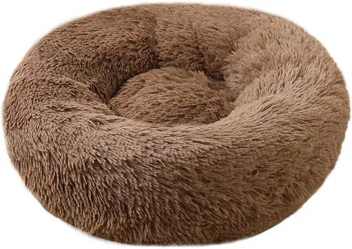 Miniatura 20 de Cama redonda de felpa suave moderna para gatos o perros pequeños, cama para perros o gatos de tamaño mini o mediano, auto-calentable, otoño, Café