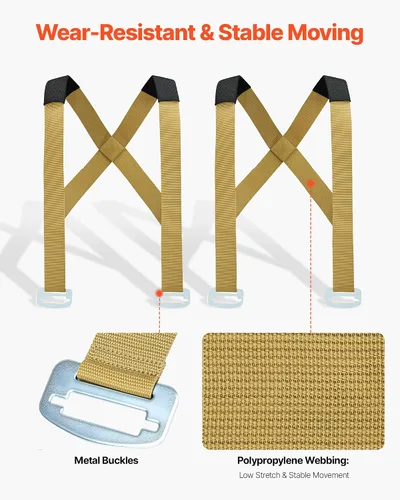 Miniatura 5 de VEVOR - Correas de mudanza, sistema de elevación para 2 personas con 2 correas de arnés, 2 de carga y 1 manual, correas ajustables para elevar