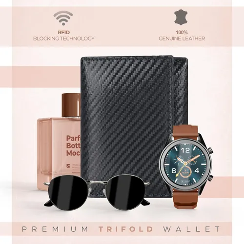 Miniatura 2 de ESTALON Slim RFID Wallets for Men - Genuine Leather Front Pocket Trifold Wallet