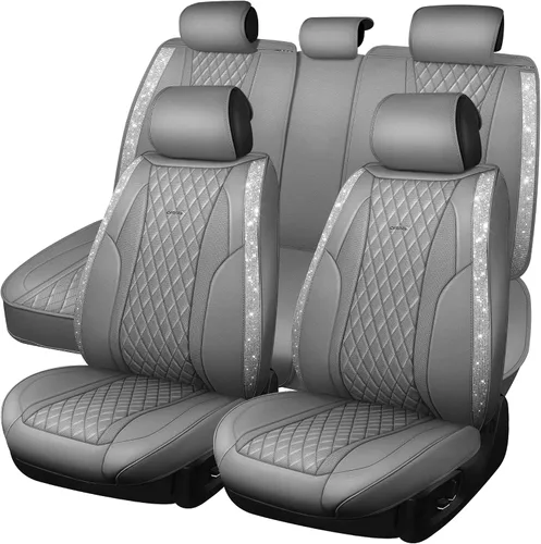 Miniatura 12 de Car Pass Funda de asiento, cuero napa rosa, asientos delanteros, impermeable, resistente, antideslizante, universal para el 95% de automóviles, SUV