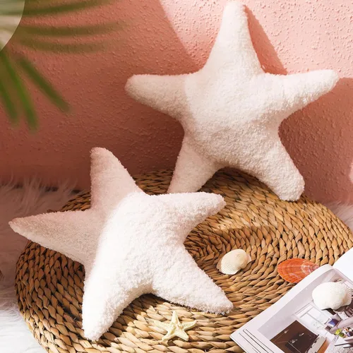 Miniatura 5 de Yuntau 2 almohadas con forma de estrella de mar de 11.8 pulgadas, cojines de felpa abrazables, decoración de habitación para cumpleaños, dormitorio