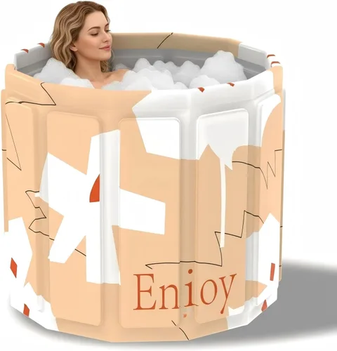 Miniatura 10 de Bañera portátil para adultos, bañera plegable para spa caliente y baño de hielo, bañera pequeña plegable para baño, bañera portátil aislada de 6