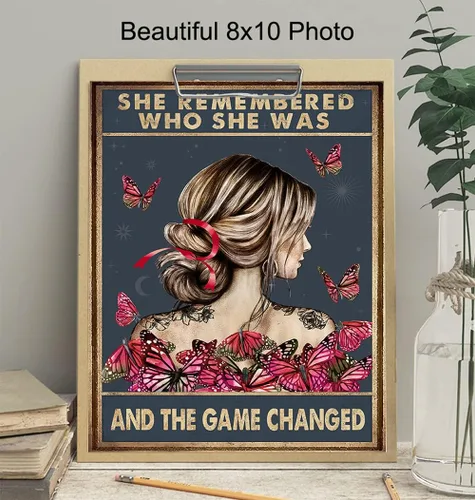 Miniatura 4 de Ella recordó quién era y el juego cambió – Regalos de aliento edificantes para mujeres – Decoración de pared con citas positivas inspiradoras – Arte