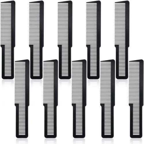 Patelai Peine de corte de pelo de 10 piezas para peluquería de dientes finos para peluquería para peluquería en el hogar, peluquería (negro)