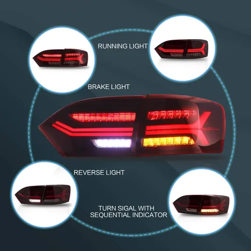 Miniatura 3 de VLAND Luces traseras aptas para Jetta 6ª generación 2011-2014, Plug-and-play, rojo y blanco