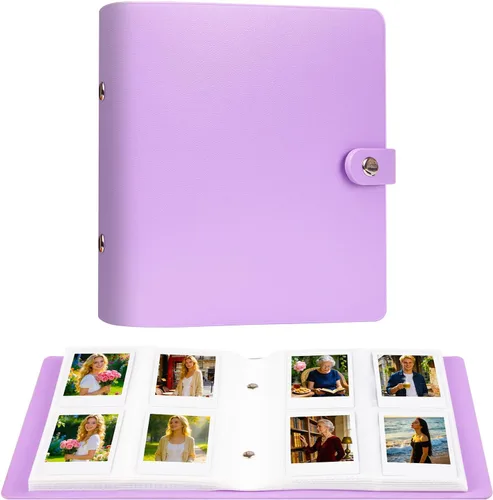 Ruibytree Mini álbum de fotos con 256 bolsillos para cámara instantánea Fujifilm Instax Mini 12, 11, 9, 8+ 8, LiPlay, álbum de imágenes para Morado