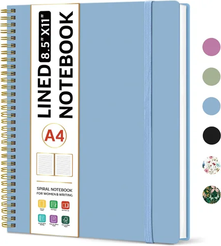 Miniatura 32 de Taja Cuaderno con forro en espiral, cuadernos de 8.5 x 11 pulgadas para trabajo, diario grande A4 para mujeres y hombres, cuaderno de diario
