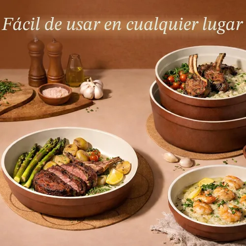 Miniatura 2 de CAROTE Juego de 22 utensilios de cocina de cerámica, juego de ollas y sartenes antiadherentes, asas extraíbles no tóxicas, aptos