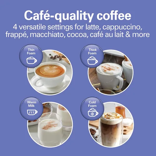 Miniatura 2 de Hamilton Beach Espumador de leche eléctrico y calentador, espuma caliente o fría automática, 5-10 onzas., café con leche, café con leche, capuchino