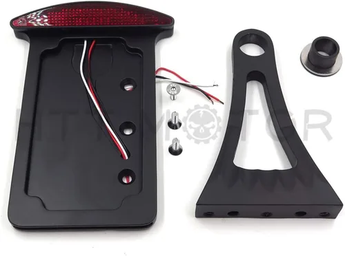 Miniatura 12 de MT301-A-BK Soporte de matrícula curvado lateral negro con luz LED de freno trasera, 7/8 pulgadas o 1 pulgada de ejes, compatible con Suzuki Kawasaki