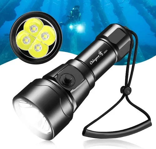 Miniatura 8 de WD43PRO - Linterna de buceo recargable de 1050 lúmenes, linterna impermeable subacuática de 492.1 ft con correa de muñeca, 4 modos de luz