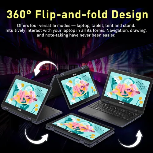 Miniatura 6 de ASUS BR1102FGA 11.6" 2-en-1 Laptop táctil resistente a golpes y derrames, Intel Celeron N100, 4GB RAM, 288GB de almacenamiento