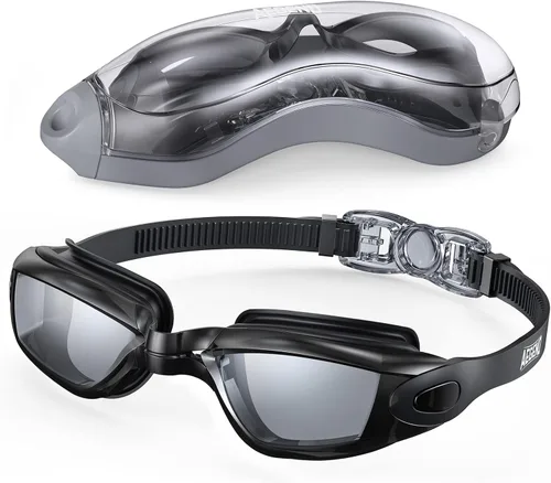 Miniatura 29 de Aegend Gafas de natación, gafas de natación sin fugas, protección completa para adultos, hombres, mujeres y jóvenes Azul y plateado.