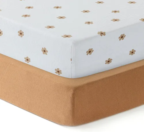 Miniatura 8 de Dreamology Sábanas de cuna estándar 100% algodón para niños y niñas, sábanas bajeras de algodón para cuna, para niñas, niños y camas de niños