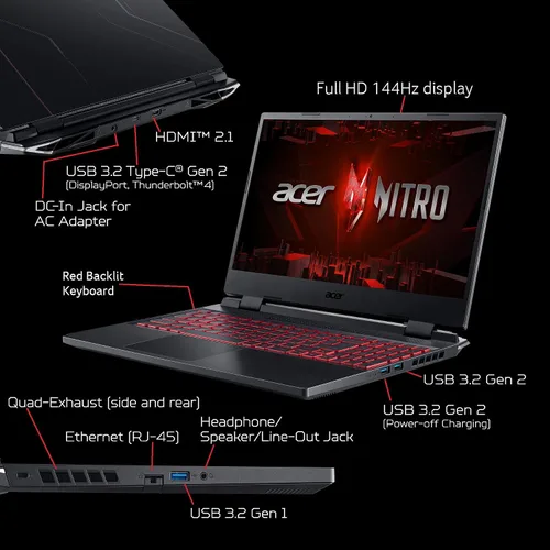 Miniatura 5 de Acer Nitro 5 AN515-58-525P Laptop para juegos Intel Core i5-12500H GPU NVIDIA GeForce RTX 3050 Laptop Pantalla IPS FHD de 15.6 pulgadas 144Hz