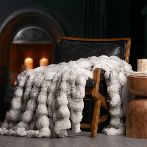EverGrace - Manta ultra suave de lujo, esponjosa, de pelo de conejo sintético, cálida y gruesa, para cama, reversible, para sofá, silla, color gris