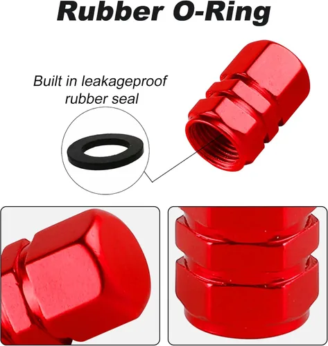 Miniatura 3 de Alpmosn Tapas de vástago de válvula de neumático de aluminio, cubiertas de válvula de rueda, tapa de neumático a prueba de polvo, accesorios Rojo