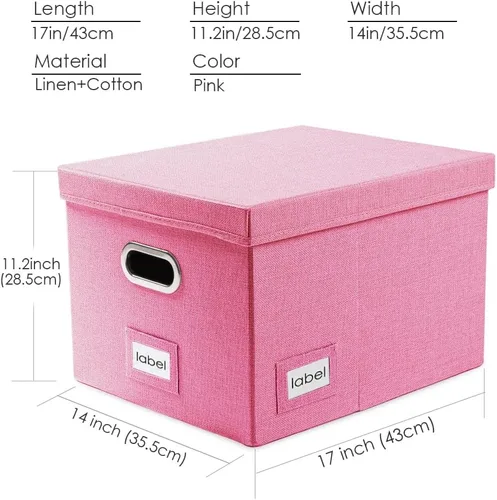 Miniatura 7 de PRANDOM Caja Organizadora de Archivos - Juego de 1 Caja de Almacenamiento de Archivos Colgantes Plegable Decorativa de Lino con Tapas para Gabinete