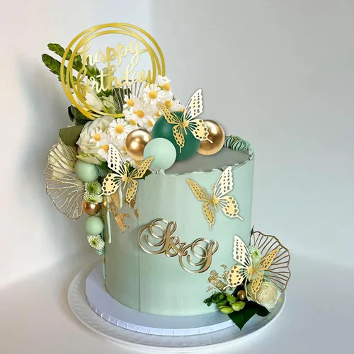Miniatura 6 de 41 piezas de bolas verdes para decoración de pastel de mariposa, decoración de pastel de feliz cumpleaños para bodas, suministros de cumpleaños