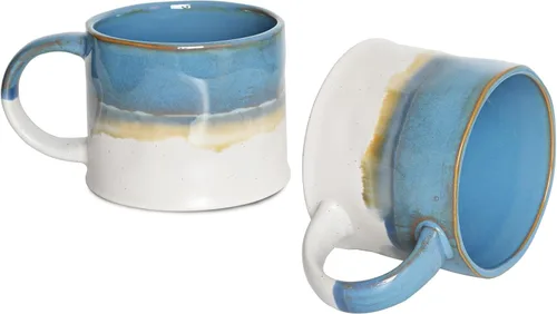Miniatura 11 de Bosmarlin Juego de 2 tazas de café medianas de cerámica, 15 onzas, taza de té grande de cerámica para oficina y hogar, apta para lavavajillas y Beige