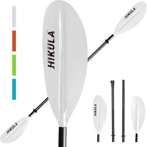 Kayak Paddle 4 Pieces Aluminum Shaft and PP Blade Floating 86.6in/220cm, 90.5inch/230cm Lightweight Oars Gris