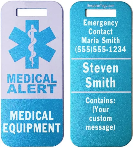 Miniatura 9 de Etiqueta de alerta médica Equipo médico - Información grabada personalizada (negro)