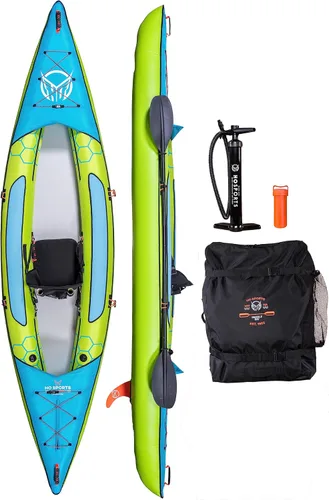 Miniatura 4 de HO Sports Beacon - Kayak inflable con bomba de mano, paleta ajustable y bolsa de transporte, asiento ergonómico de respaldo alto con soporte