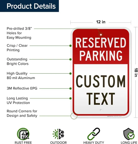 Miniatura 6 de My Sign Center - Letrero de estacionamiento reservado, letreros de estacionamiento personalizados para negocios, 12 x 18 pulgadas, reflectante 3M