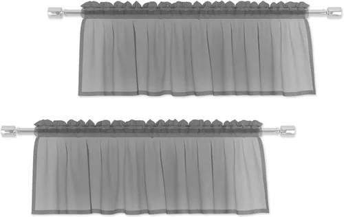 Miniatura 21 de Cenefas traslúcidas beige de 18 pulgadas, cortinas para ventana de sala de estar, dormitorio, cocina, mini paneles de cortina cortos pequeños