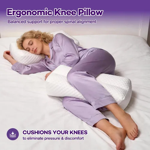 Miniatura 2 de Almohada de rodilla de espuma viscoelástica triturada para dormir de lado, almohada de apoyo para dormir de lado, alivia el dolor de cadera, espalda