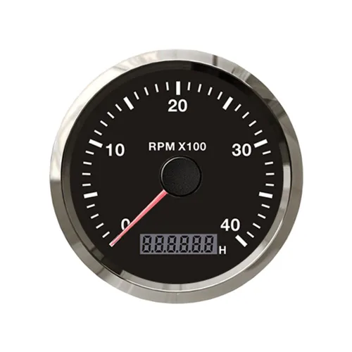 Miniatura 12 de ELING Tacómetro universal Medidor RPM con medidor de horas ajustable y alarma RPM 0-12000RPM 3.346 in con retroiluminación Negro+Negro