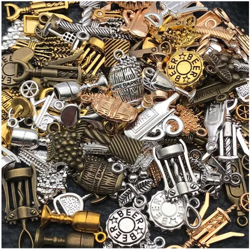 Miniatura 10 de WOCRAFT 100 piezas dijes de Navidad para hacer joyas, dijes surtidos para joyas, brazaletes y pulseras, dijes de metal mixtos a granel al por mayor